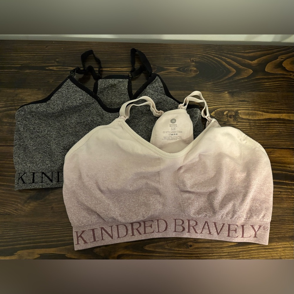 Kindred Bravely pumping and Nursing Bras - Charcoal and purple